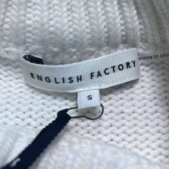 English Factory Heart Pom Sweater Knit Wool Blend Ivory Love Womens Size Small - Picture 9 of 14